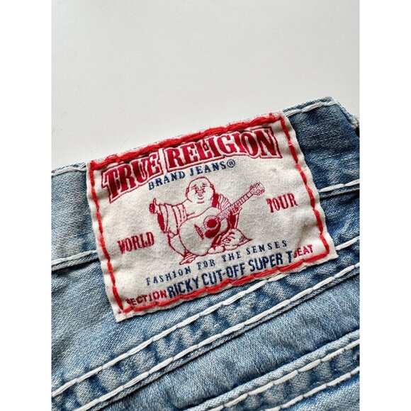 TRUE RELIGION Ricky Cut-Off Super Tee Cotton Denim Bermuda Shorts, Size 28 - Picture 10 of 16